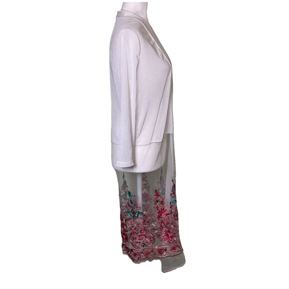 Highness Boho Embroidered Sheer Kimono Duster Long Cardigan Beach Cover Up S/M - Picture 3 of 5